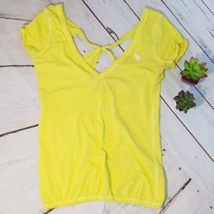 Abercrombie & Fitch Yellow criss cross back shirt